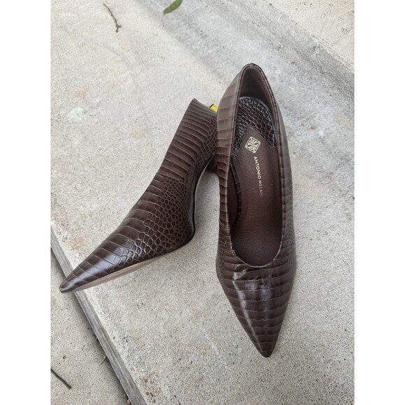 Antonio Melani Brown Croc Embossed Pumps Heels size 8.5 - Picture 4 of 5